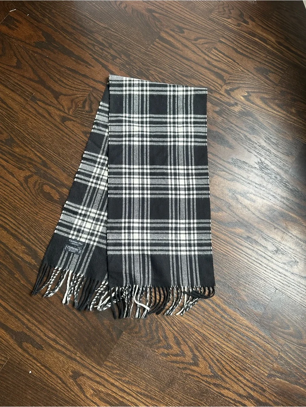 Vintage Christian Dior Monsieur Cashmaire 100% Acrylic Scarf with fringe